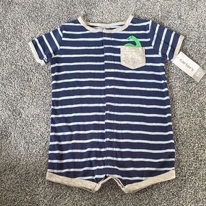 Carter's Navy and Gray Striped Bodysuit